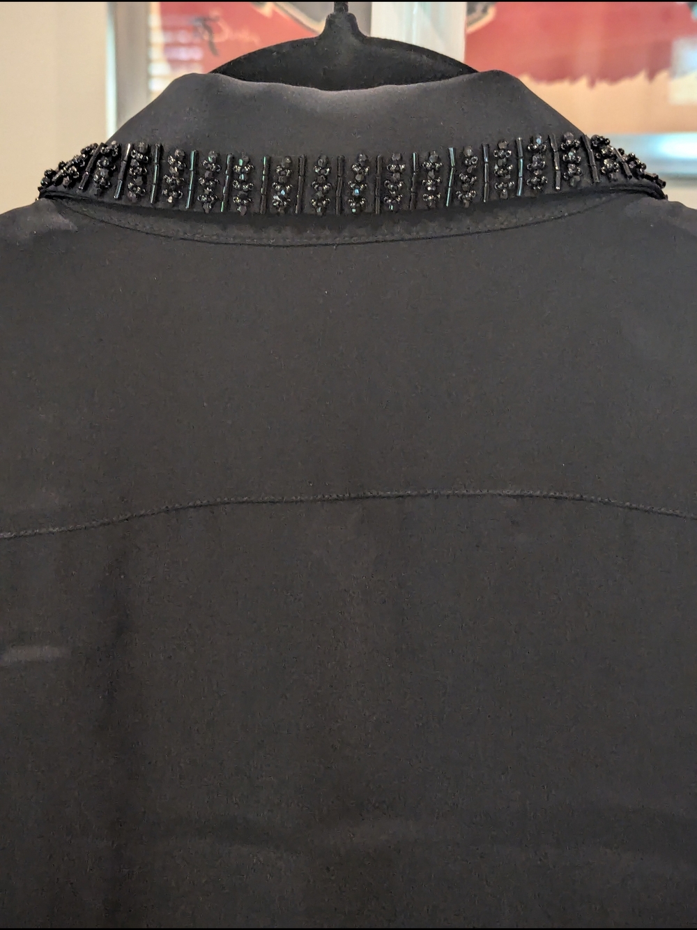 $70 Lafayette 148 Size S New York Black Beaded Collar Silk Blouse Pristine EUC - Picture 3 of 7
